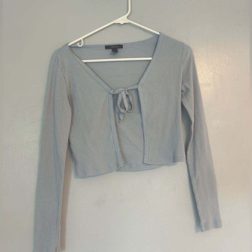 forever 21 light blue tie cardigan small